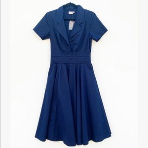 EShakti Pleat Waist Cotton Poplin Shirtdress